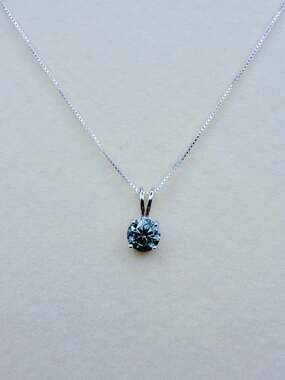 GRA 1.2ct Round Brilliant ICE BLUE Moissanite 925 Sterling Silver Necklace 7.0mm